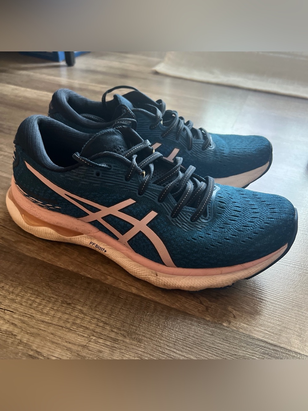ASICS Gel Nimbus 24 Womens 10 French Blue Barely Rose Daily Trainer Walking Gym